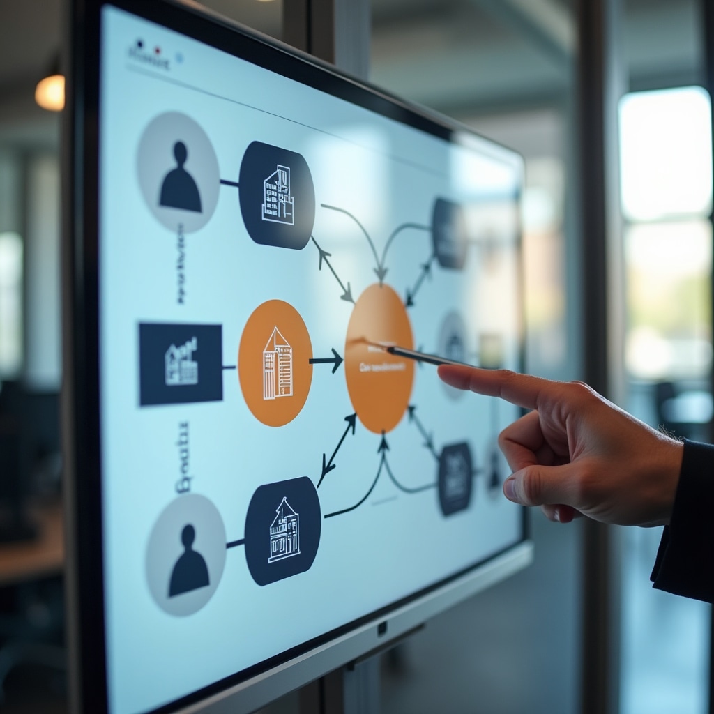 Visual diagram explaining real estate crowdlending structure and capital flow between participants